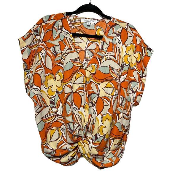 Women’s Sweet Rain Front Twist Multi Abstract Blouse / Size-XL - Picture 2 of 13